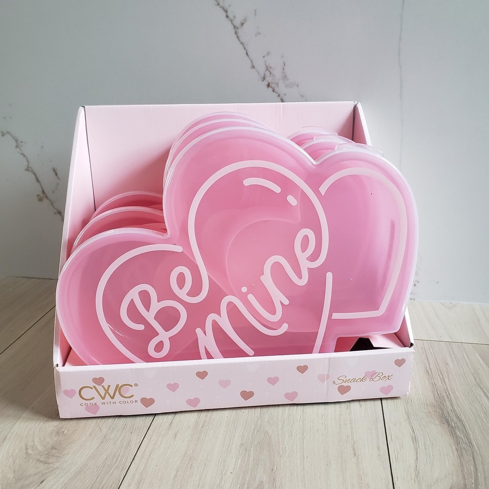 CWC‎ Heart Snack Box Container Set 24oz Pink Be Mine Kids Reusable 3 Stackable